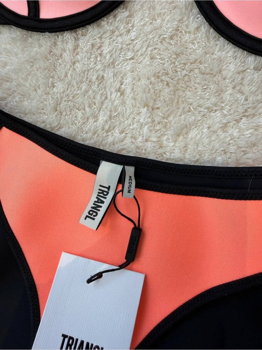 Triangl swimwear Coral-Peach & Black Neoprene Bikini